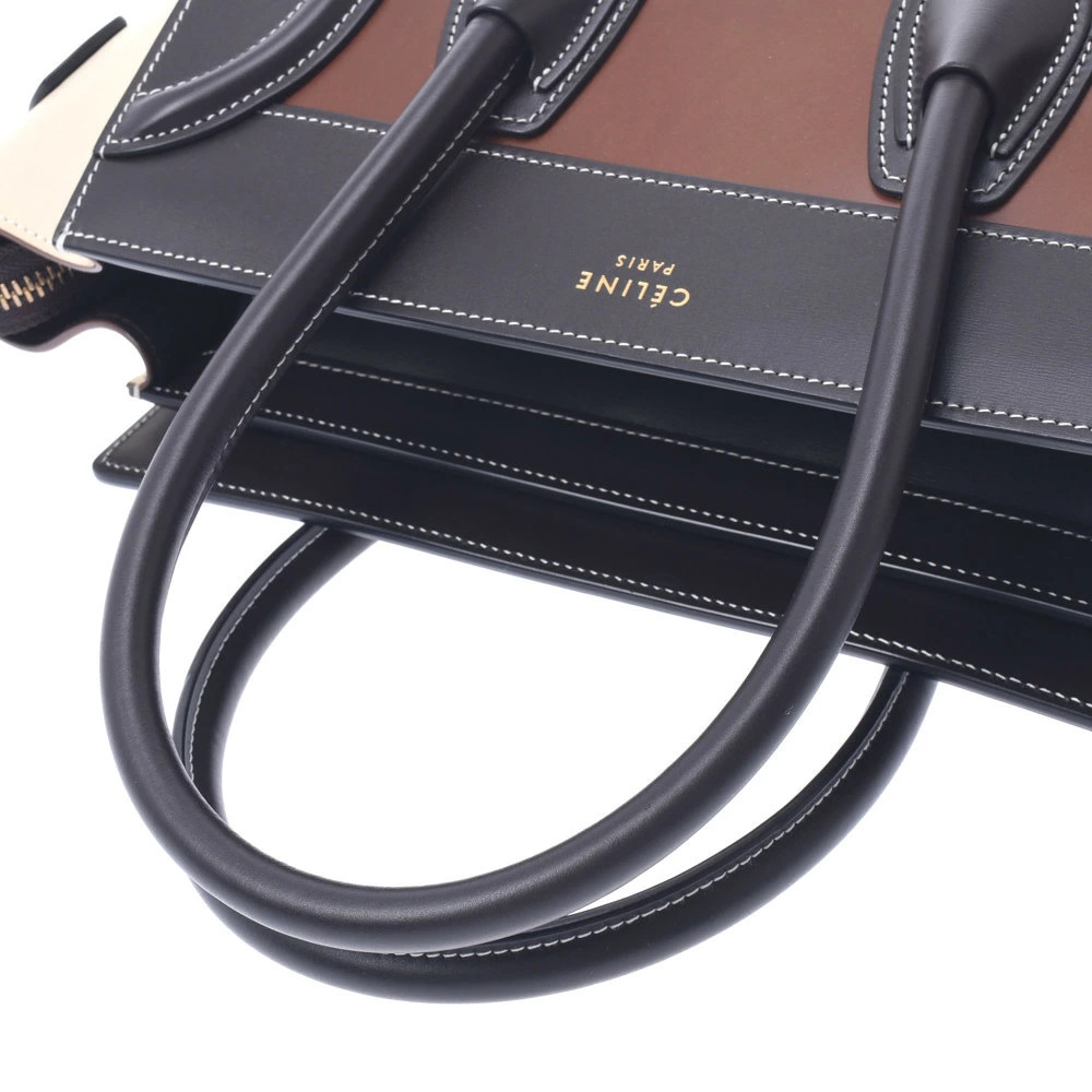 Celine Tricolor Leather Luggage Handbag Shopper Black